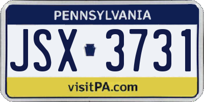 PA license plate JSX3731