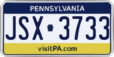 PA license plate JSX3733