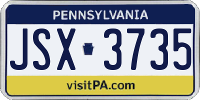 PA license plate JSX3735