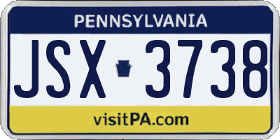 PA license plate JSX3738
