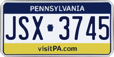 PA license plate JSX3745