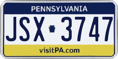 PA license plate JSX3747
