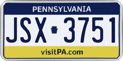 PA license plate JSX3751