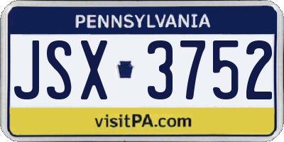 PA license plate JSX3752