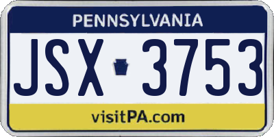 PA license plate JSX3753