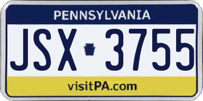 PA license plate JSX3755
