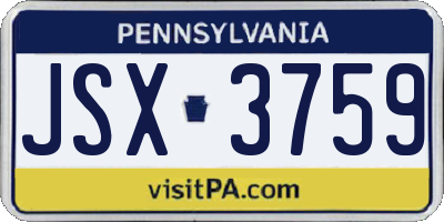 PA license plate JSX3759