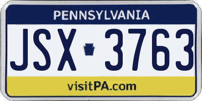 PA license plate JSX3763