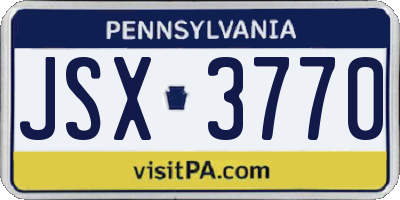 PA license plate JSX3770