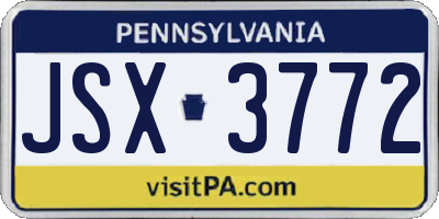 PA license plate JSX3772