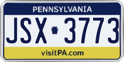 PA license plate JSX3773
