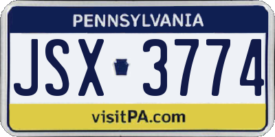 PA license plate JSX3774