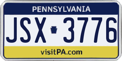PA license plate JSX3776