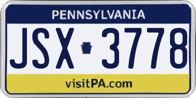 PA license plate JSX3778