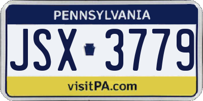 PA license plate JSX3779