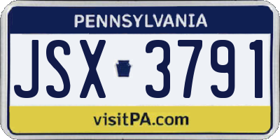 PA license plate JSX3791