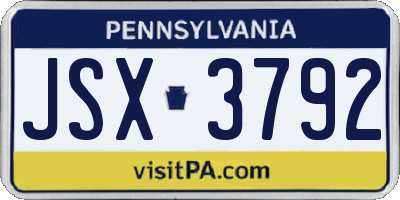 PA license plate JSX3792
