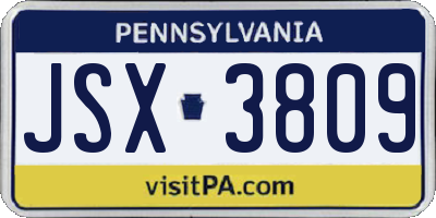 PA license plate JSX3809