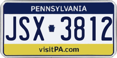 PA license plate JSX3812