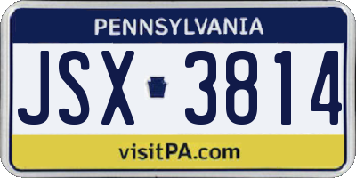 PA license plate JSX3814