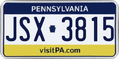 PA license plate JSX3815