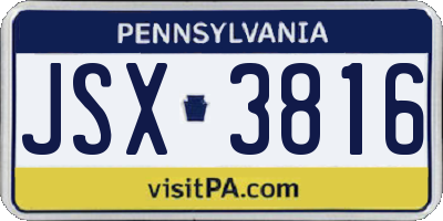 PA license plate JSX3816