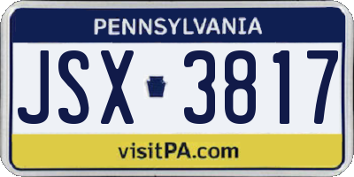 PA license plate JSX3817