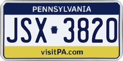 PA license plate JSX3820