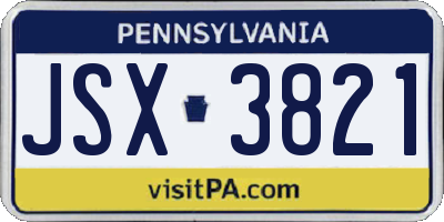 PA license plate JSX3821