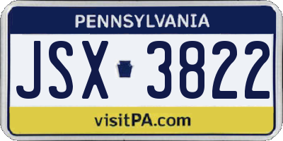 PA license plate JSX3822