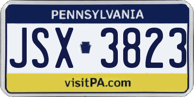 PA license plate JSX3823