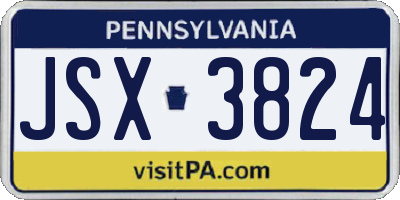 PA license plate JSX3824