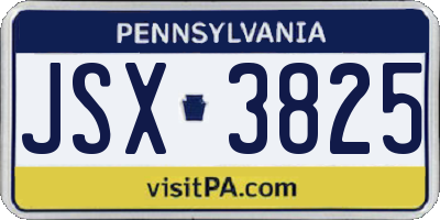 PA license plate JSX3825