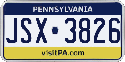 PA license plate JSX3826