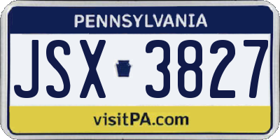PA license plate JSX3827