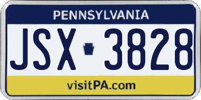 PA license plate JSX3828