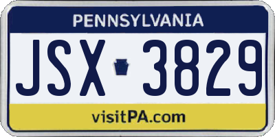 PA license plate JSX3829