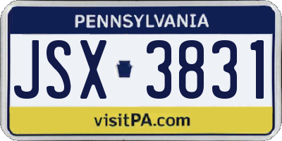 PA license plate JSX3831