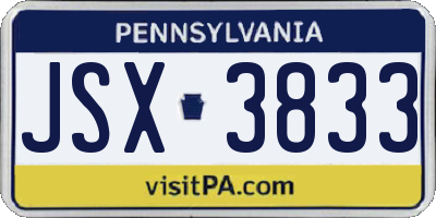 PA license plate JSX3833