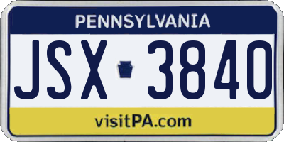 PA license plate JSX3840