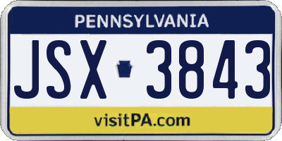 PA license plate JSX3843