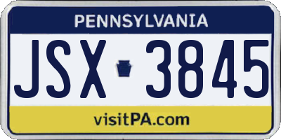 PA license plate JSX3845