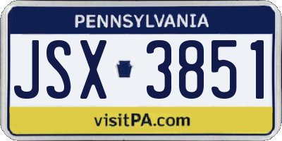 PA license plate JSX3851