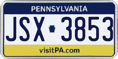 PA license plate JSX3853
