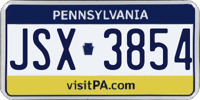 PA license plate JSX3854