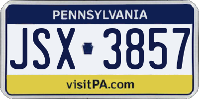 PA license plate JSX3857