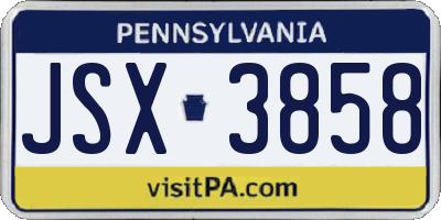 PA license plate JSX3858