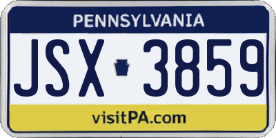 PA license plate JSX3859