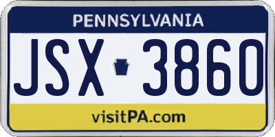 PA license plate JSX3860