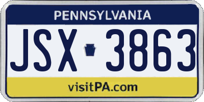 PA license plate JSX3863
